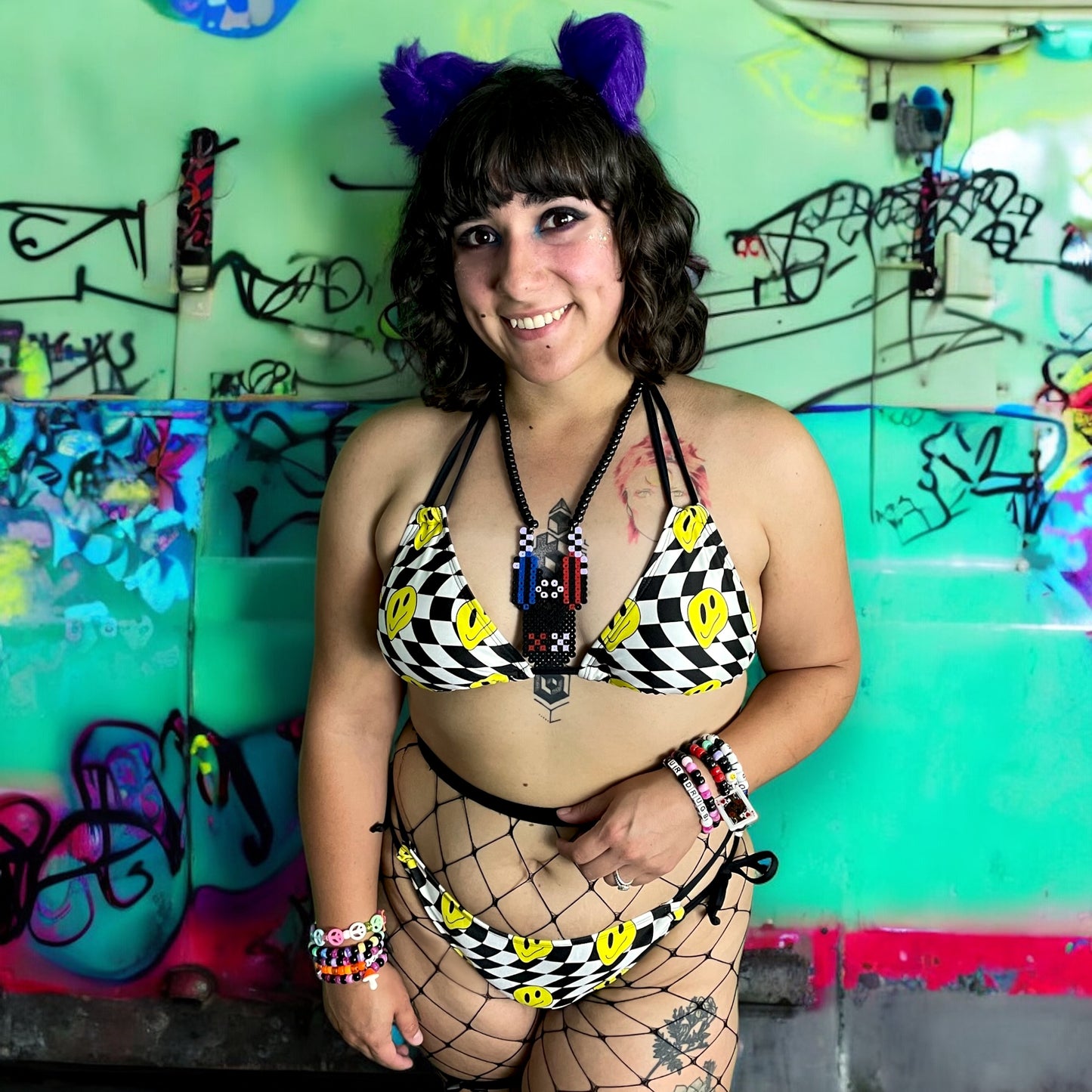 Smiley Checkers 2 Piece Rave Set