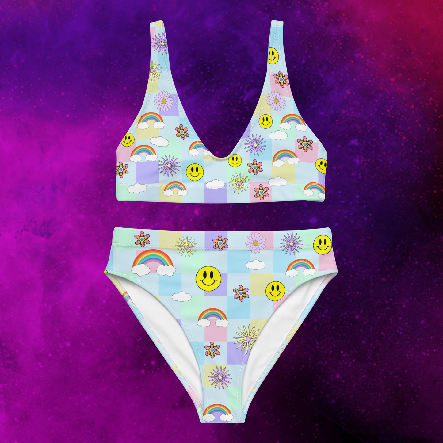 Pastel Checkers 2 Piece High Wasted Rave Set