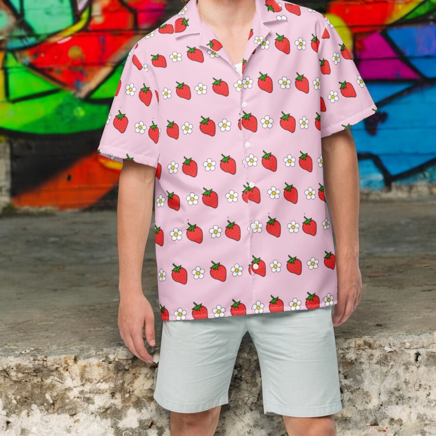 Strawberry Blossom Men's Hawaiian Shirt