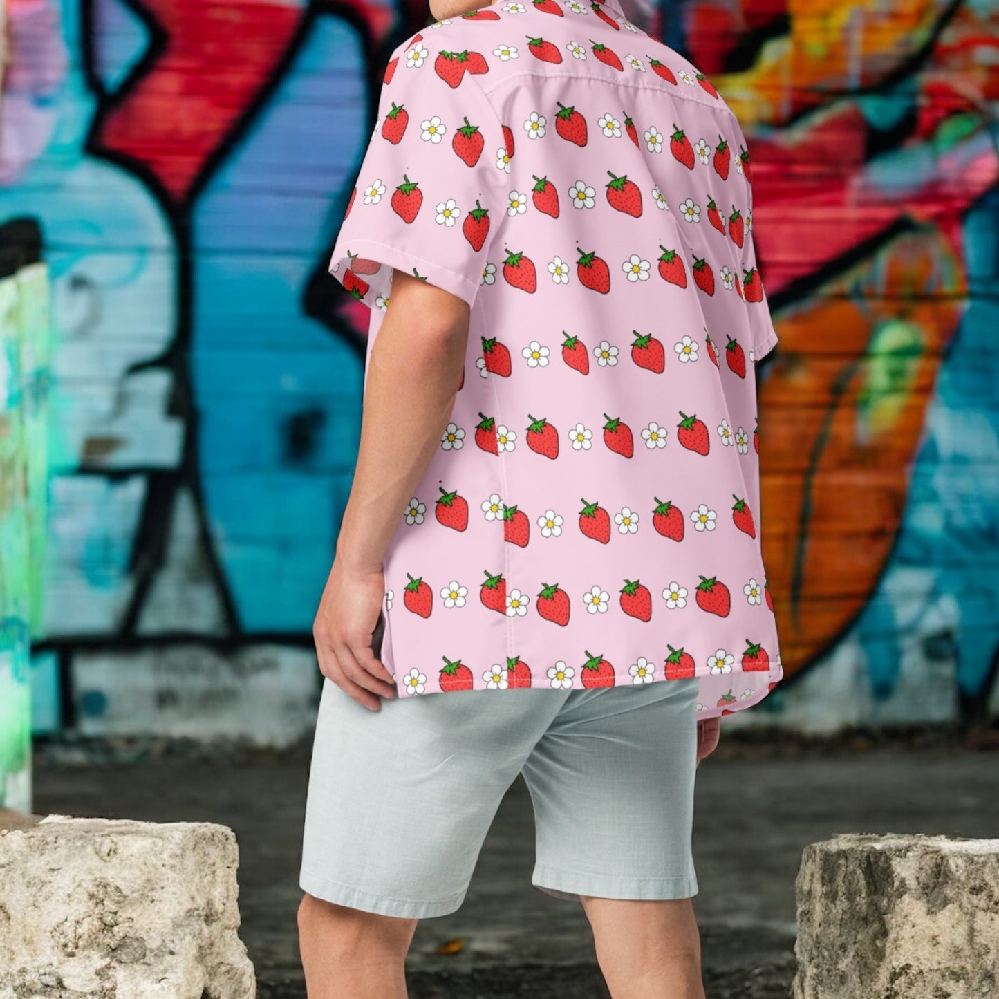 Strawberry Blossom Men's Hawaiian Shirt