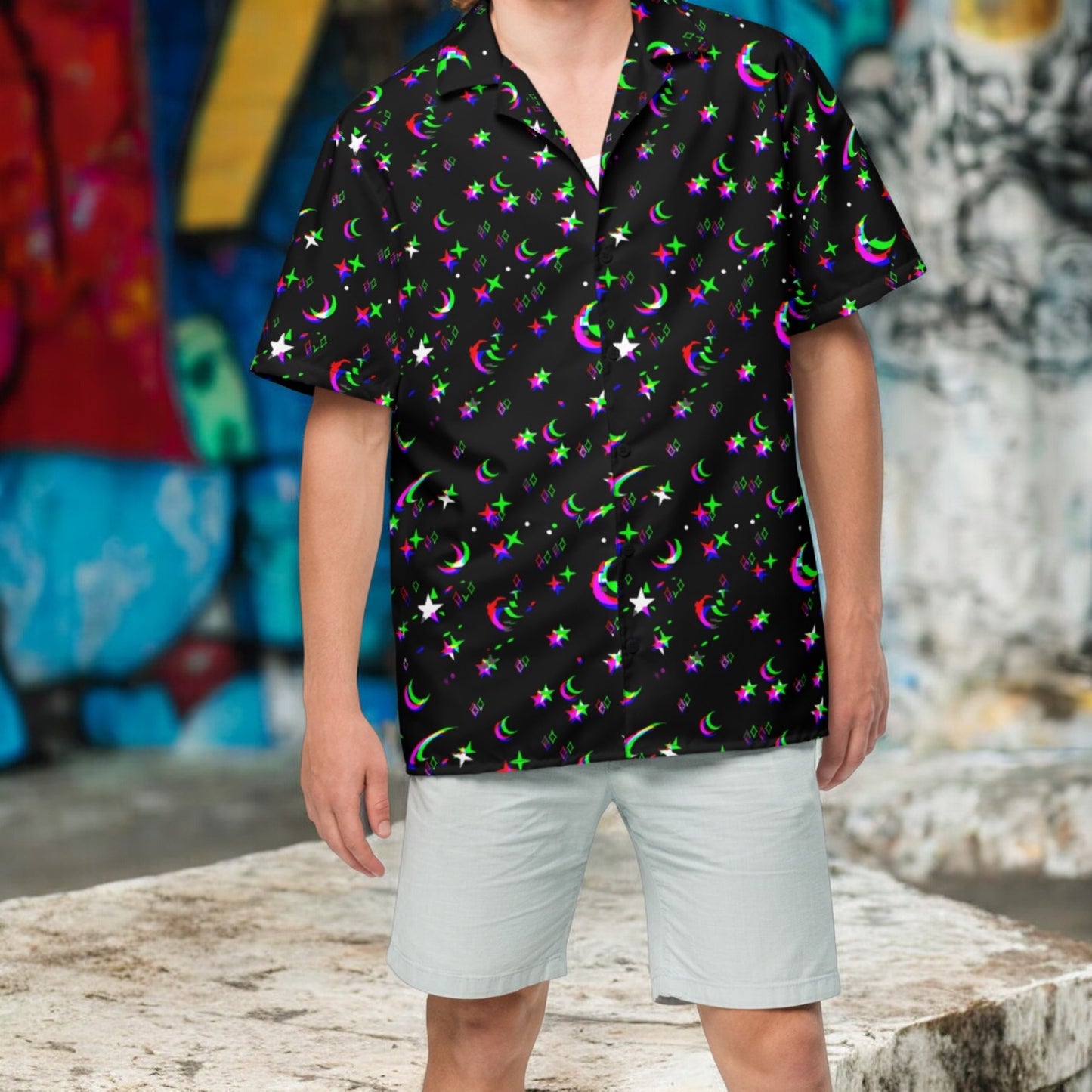 Galactic Glitch Men's Hawaiian Shirt