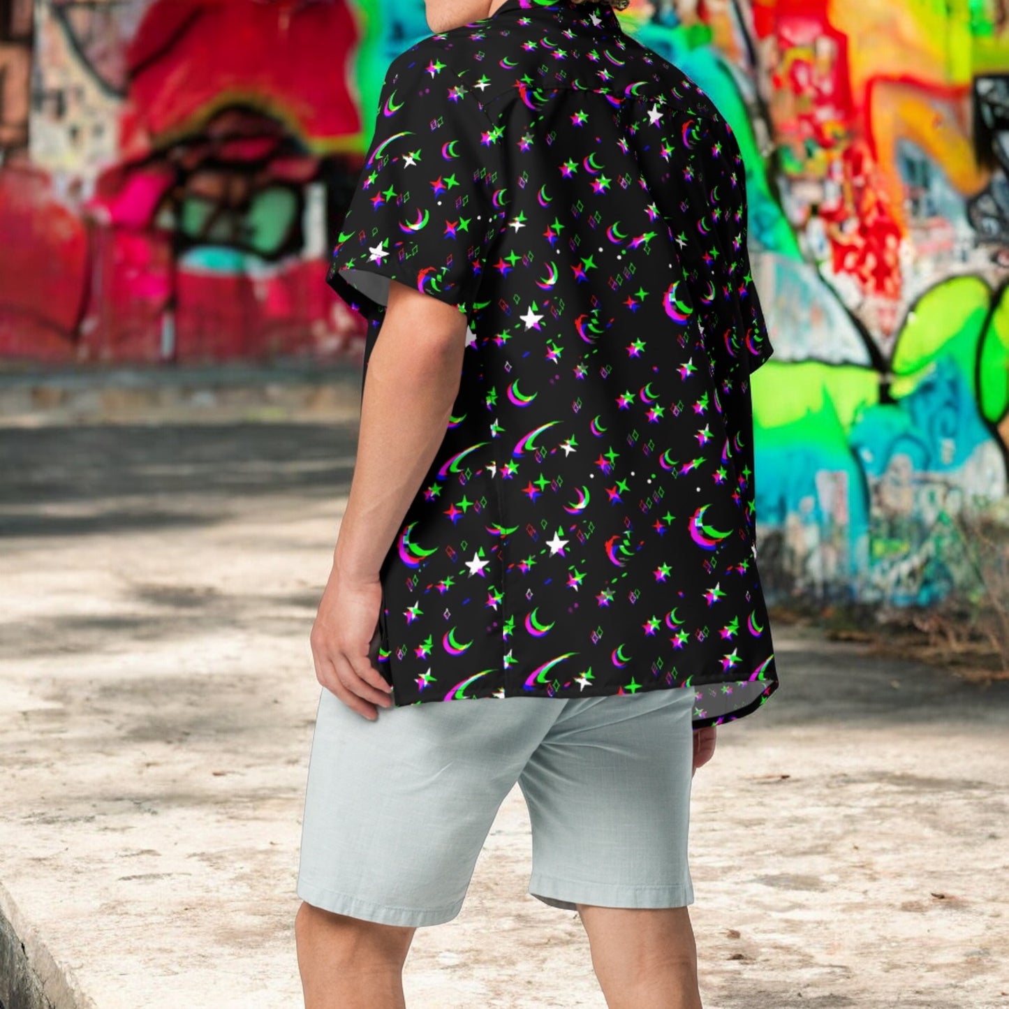 Galactic Glitch Men's Hawaiian Shirt