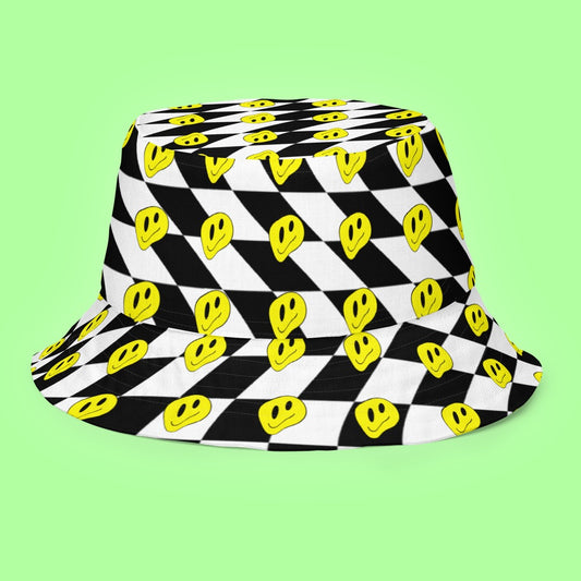 Smiley Checkers Bucket Hat