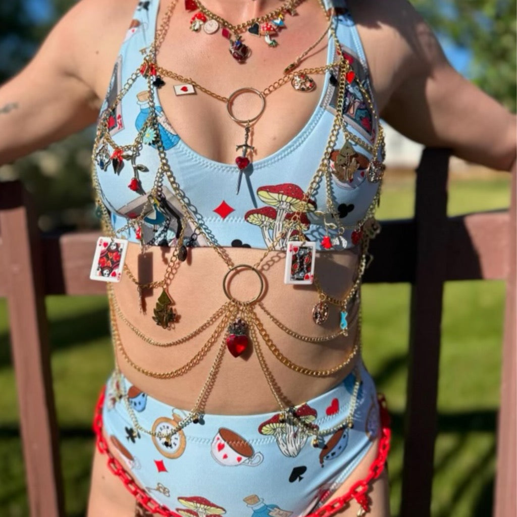 Lost in Wonderland 2 Piece High Wasted Rave Set