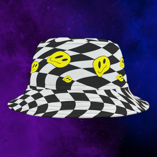 Warped Checker Bucket Hat