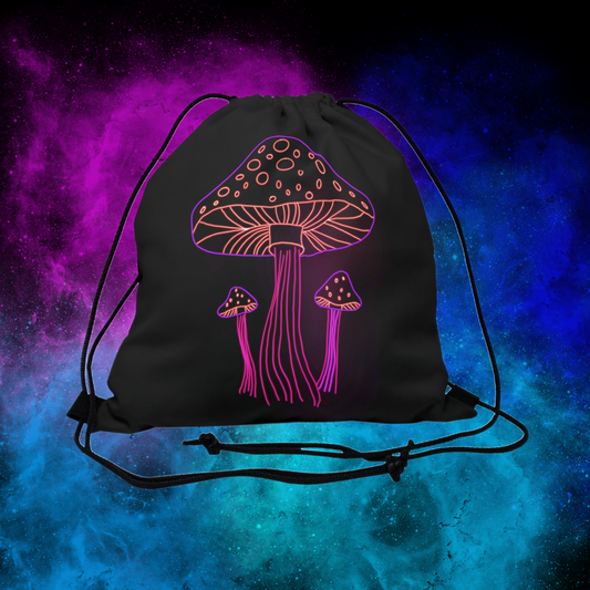 Psychedelic Mushroom Rave Drawstring Backpack