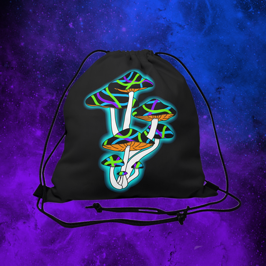 Trippy Mushroom Rave Drawstring Backpack
