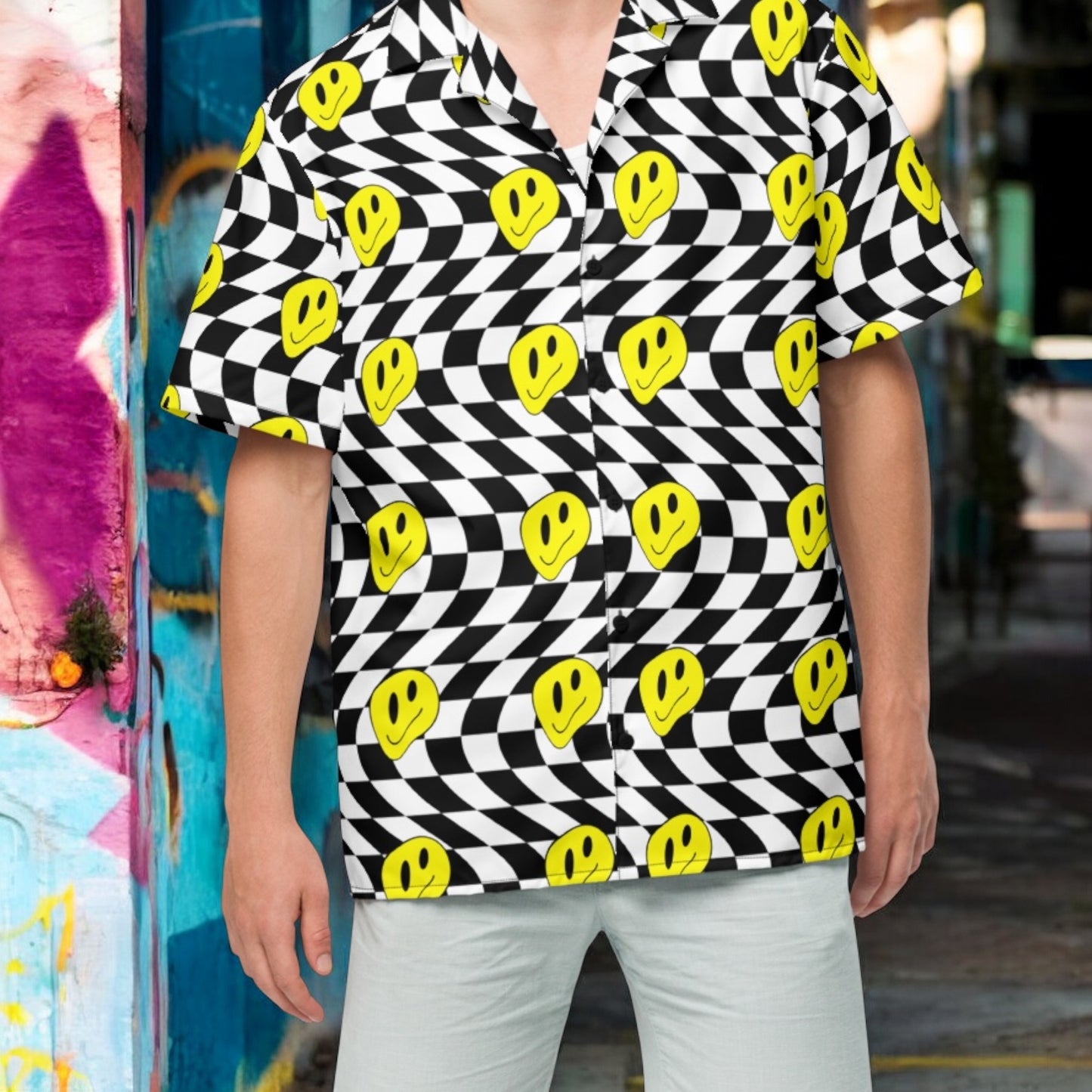Smiley Checkers Men's Hawaiian Shirt