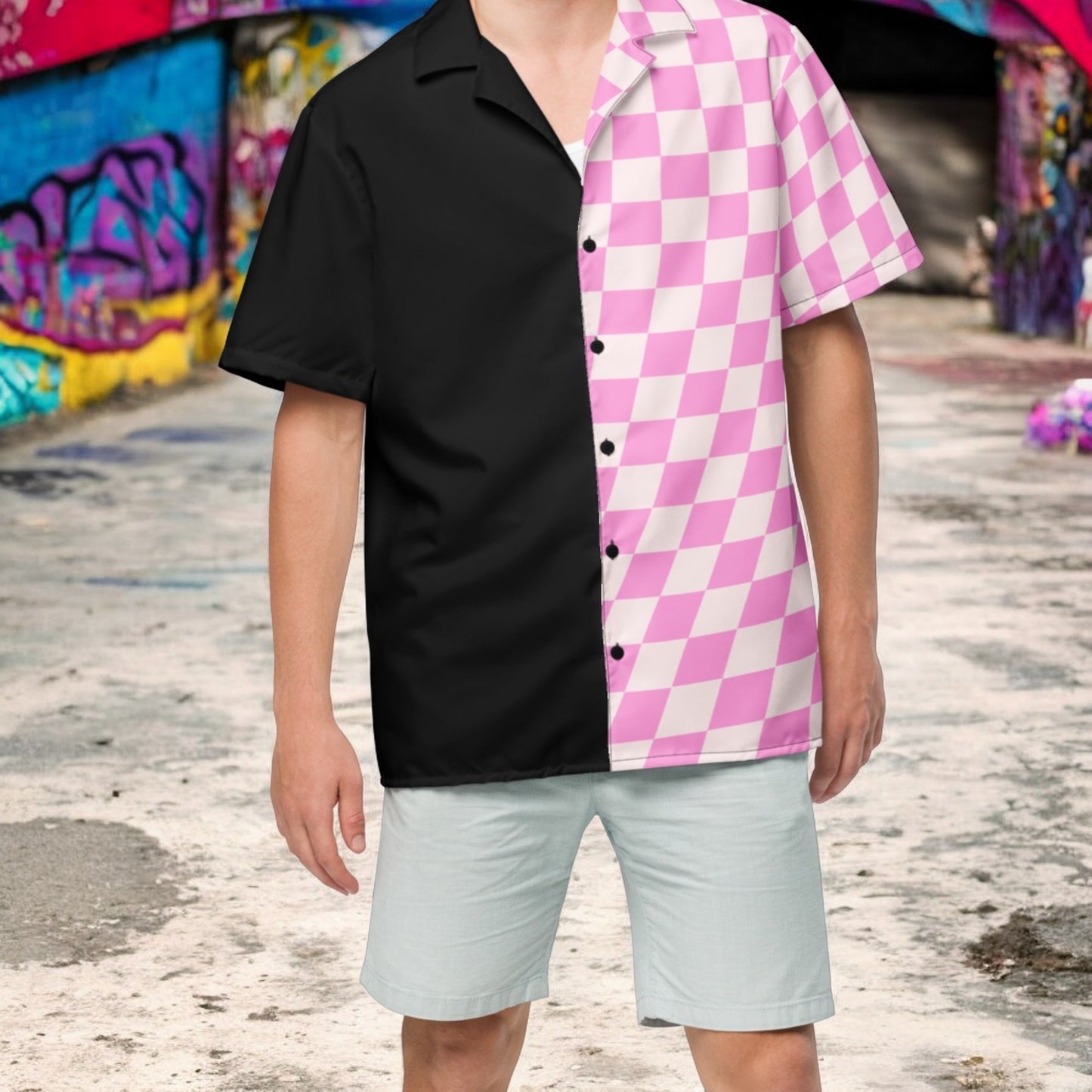 Pink Checkers Men's Hawaiian Shirt