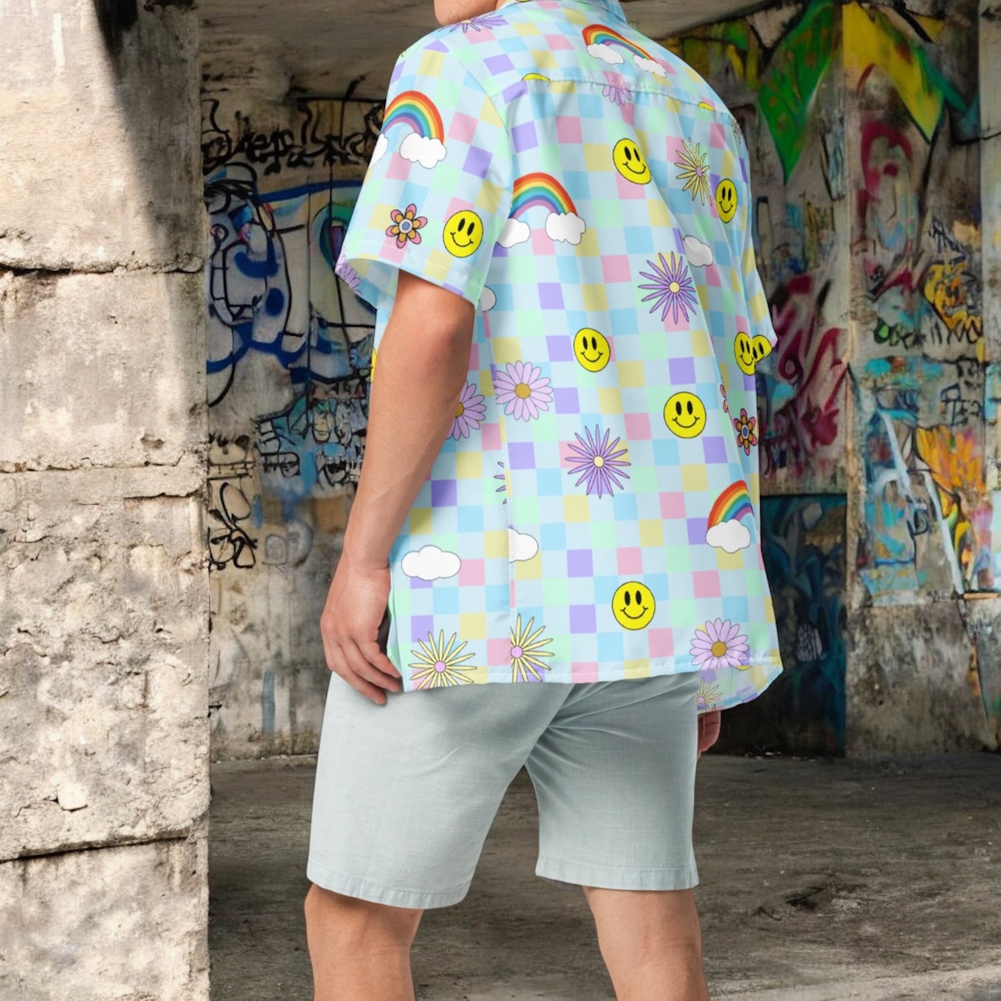 Pastel Checkers Men's Hawaiian Shirt